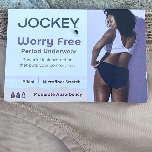 NWT New Jockey Nude Worry-Free Moderate Absorbency Bikini Underwear Panties M - Picture 8 of 12